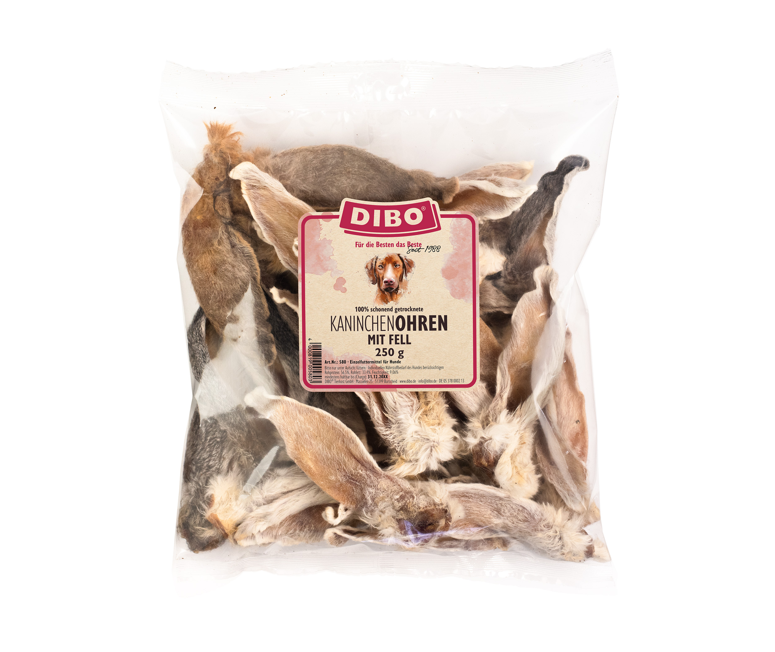 DIBO Kaninchen-Ohren mit Fell, 250g